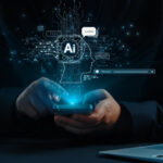 Using a Smartphone with a Visual Representation of AI - Artificial Intelligence and Digital Technology